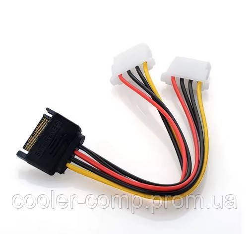 Перехідник живлення SATA &rarr; 2&times; Molex (IDE) 4-pin, розгалужувач для вентиляторів, HDD та аксесуарів ПК 212 фото