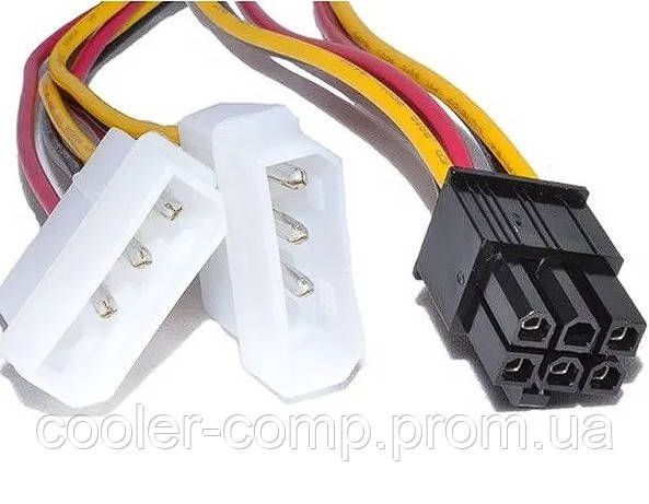 Перехідник живлення відеокарти Molex &rarr; PCI-E 6-pin (2&times;4-pin на 6-pin), адаптер для GPU 214 фото